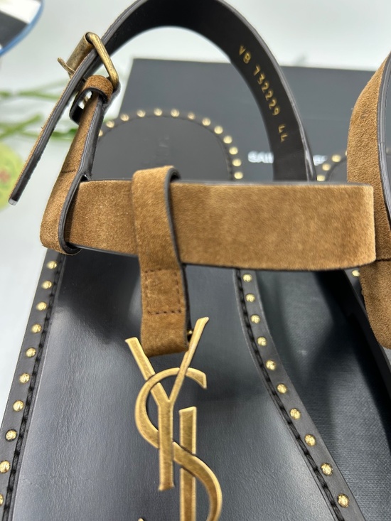 Men’s Saint Laurent Cassandra Studded Suede Thong Sandals Size 44/11 US main image 7
